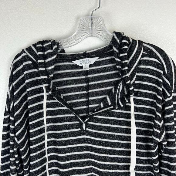 Market & Spruce Womens Striped Hoodie Sweater Size Medium Kalloon Brushed Knit - Picture 5 of 7